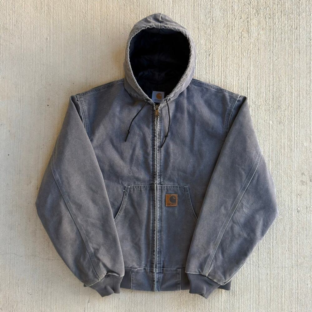 Carhartt grey hooded work wear jacket